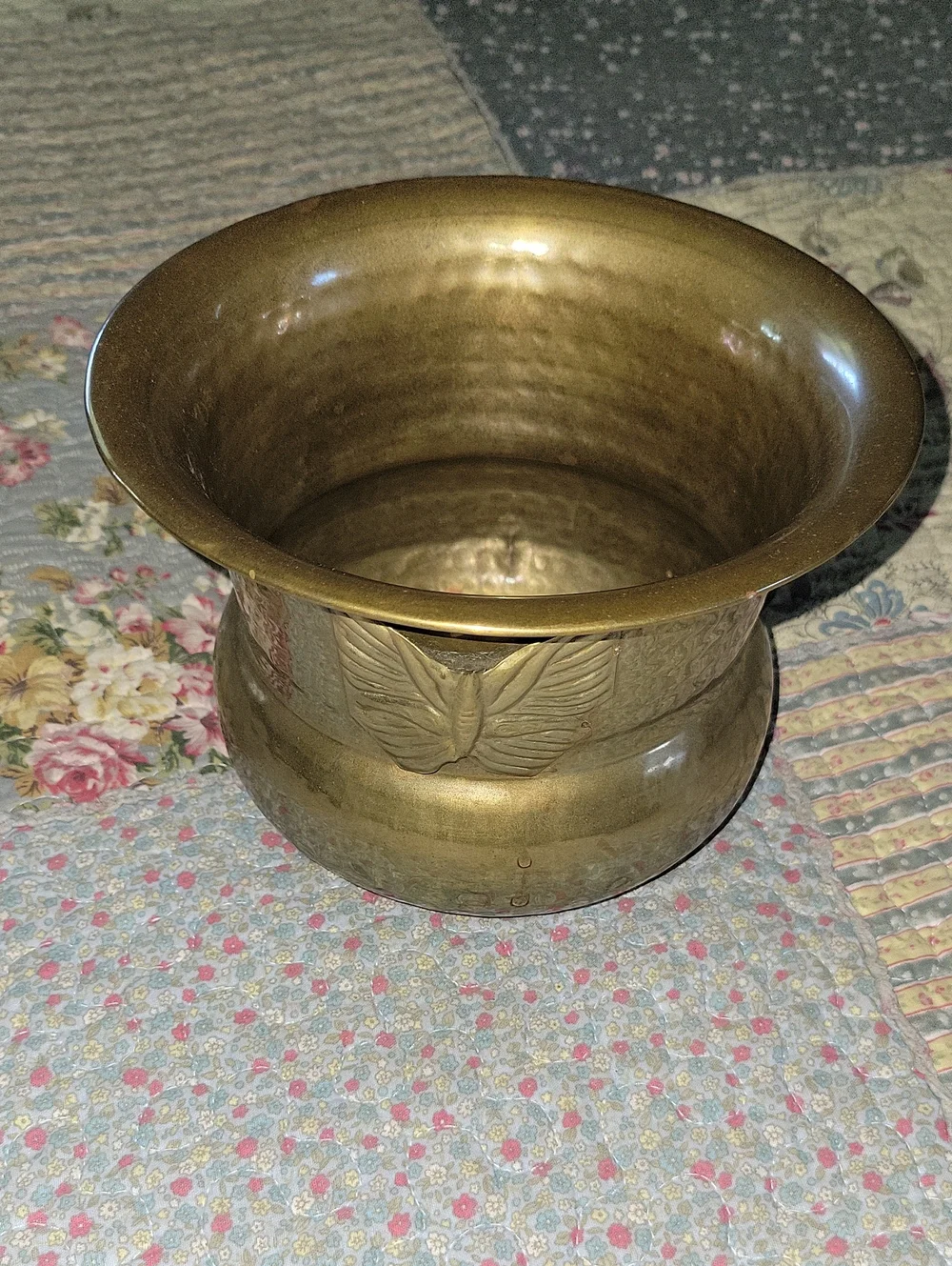 Vintage 1970s Brass Butterfly Squat Pot Planter Made in India Planter